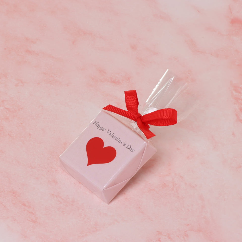 Happy valentines day designed premium chocolate transparent wrapped with ribbon giveaways