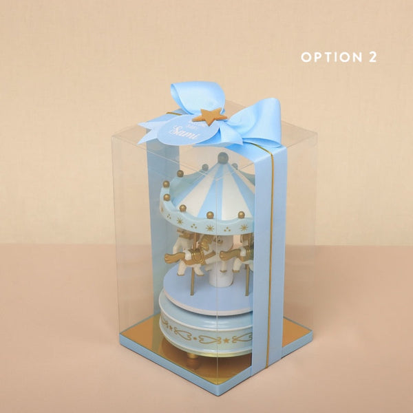 Set of 20 Baby boy personalized carousel designed music carousel box