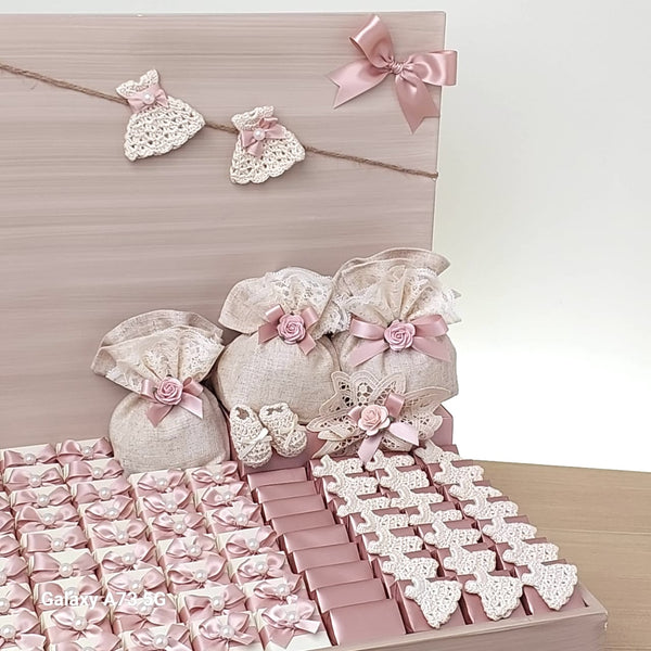 Baby rustic decorated chocolate leather tray