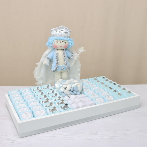 Baby boy prince theme premium chocolate medium leather tray