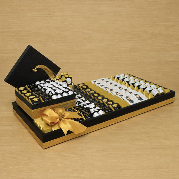 Graduation personalized decorated chocolate large leather tray