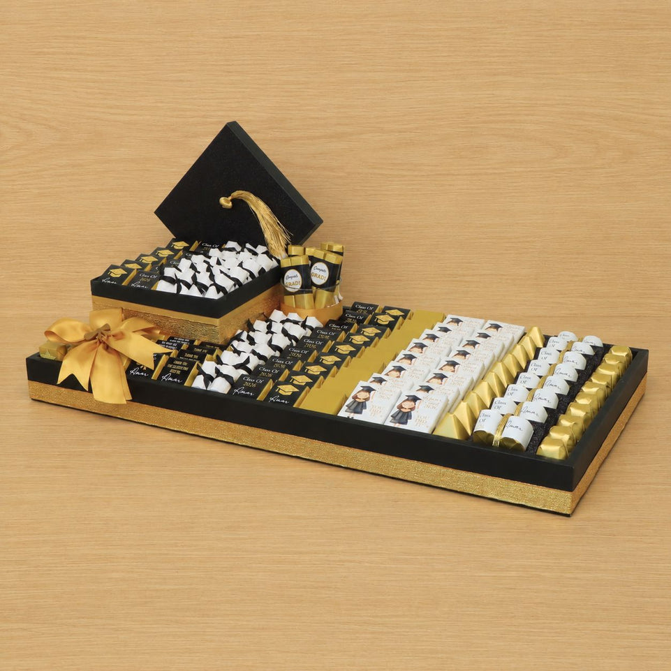 Graduation personalized decorated chocolate large leather tray