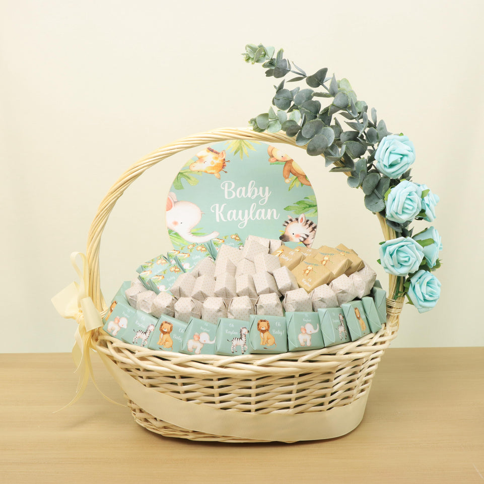 Baby safari animals design premium chocolate large basket