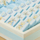 Baby boy teddy theme premium chocolate medium leather tray with acrylic backdrop