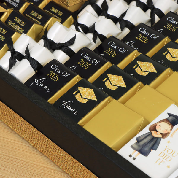 Graduation personalized decorated chocolate large leather tray