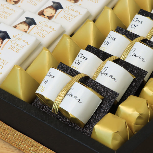 Graduation personalized decorated chocolate large leather tray