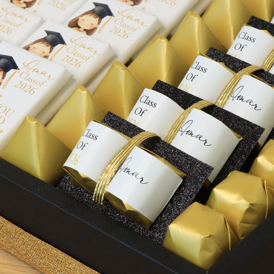 Graduation personalized decorated chocolate large leather tray