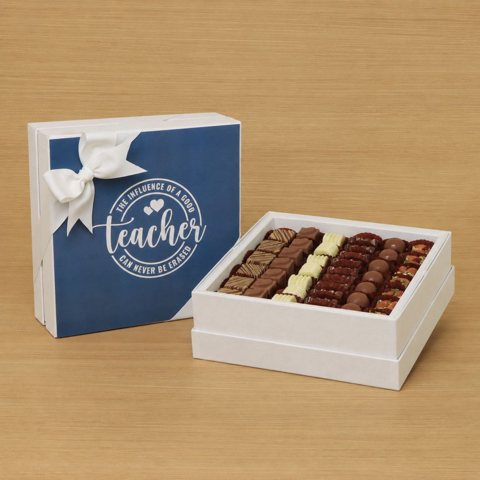 Teacher Appreciation blue designed chocolate one-layer hard box
