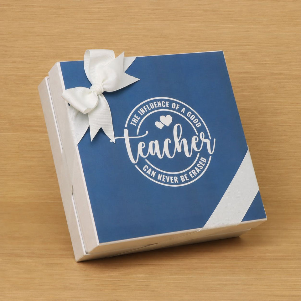 Teacher Appreciation blue designed chocolate one-layer hard box