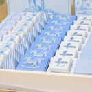 Baby boy safari blue theme with acrylic backdrop premium chocolate large leather tray