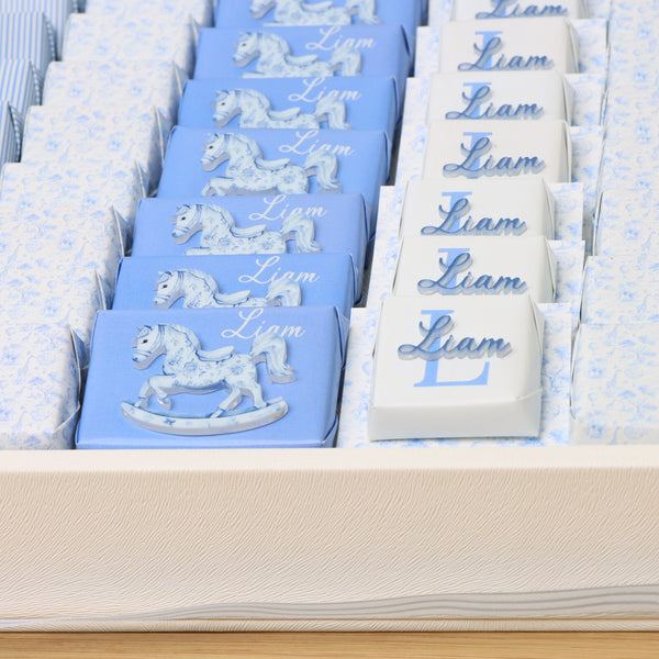 Baby boy safari blue theme with acrylic backdrop premium chocolate large leather tray