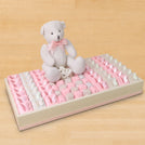 Baby girl butterfly decorated chocolate & teddy plush toy medium leather tray