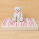 Baby girl butterfly decorated chocolate & teddy plush toy medium leather tray
