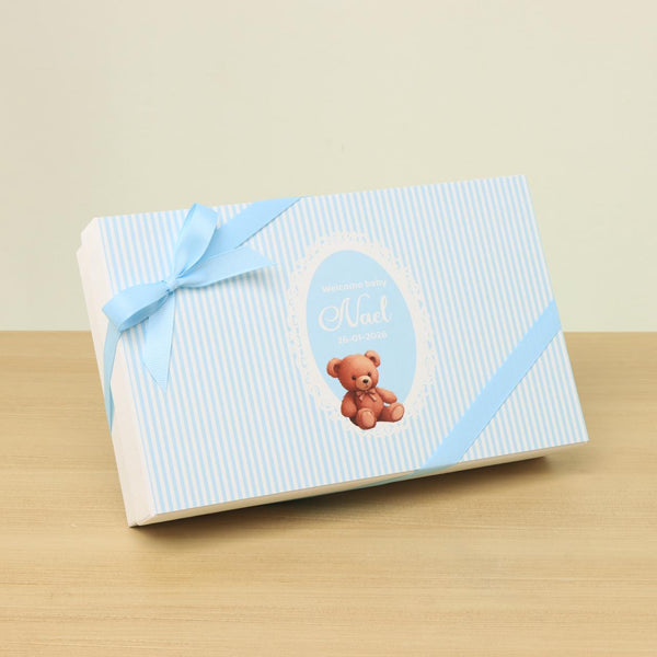 Baby boy personalized teddy designed chocolate & sweets hard box