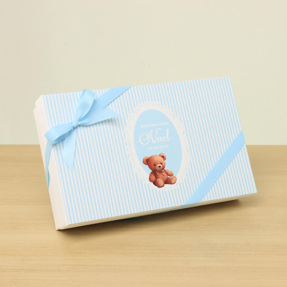 Baby boy personalized teddy designed chocolate & sweets hard box