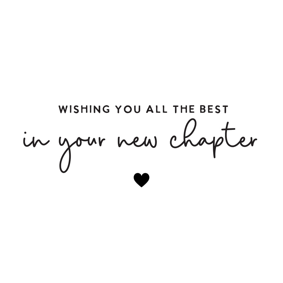 Wishing you all the best in your new chapter black heart greeting card