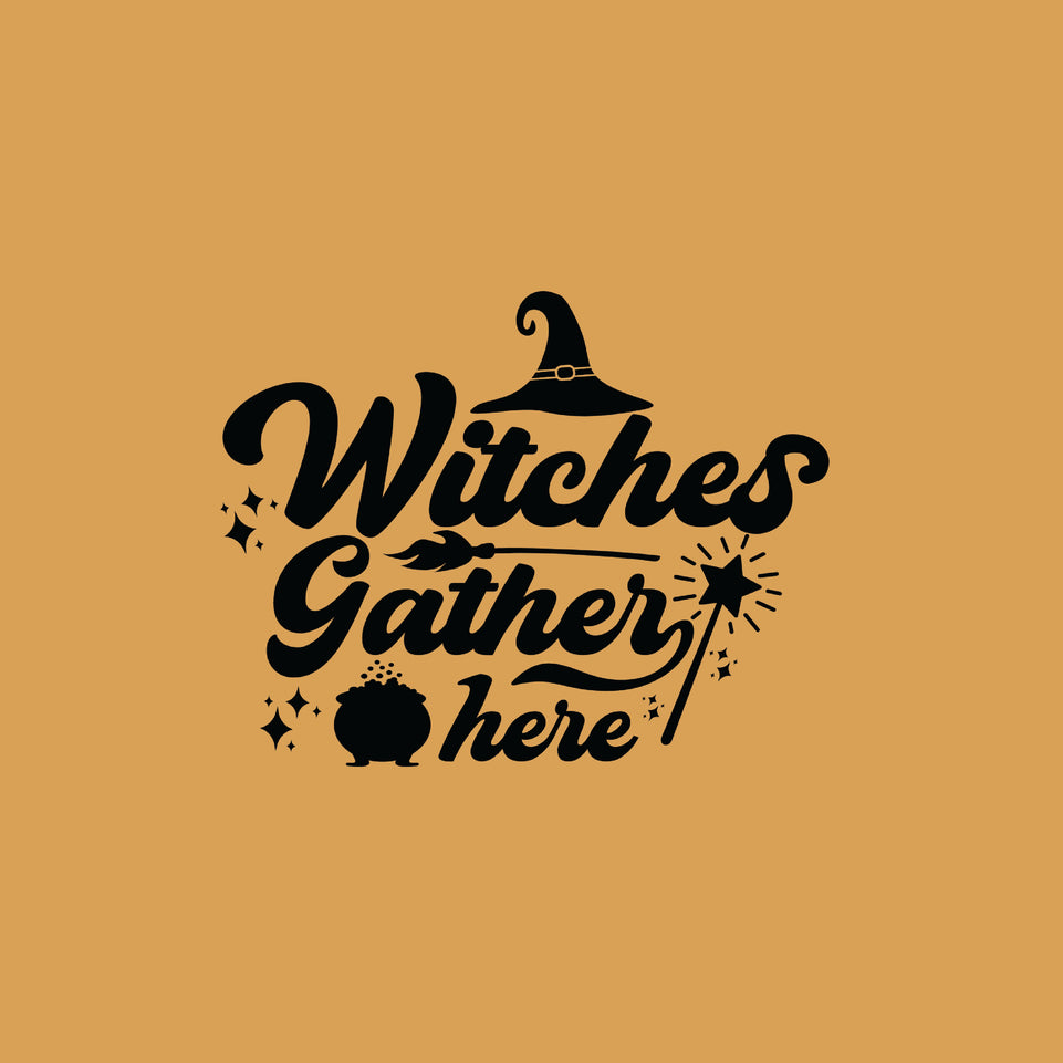 Witches gather here greeting card