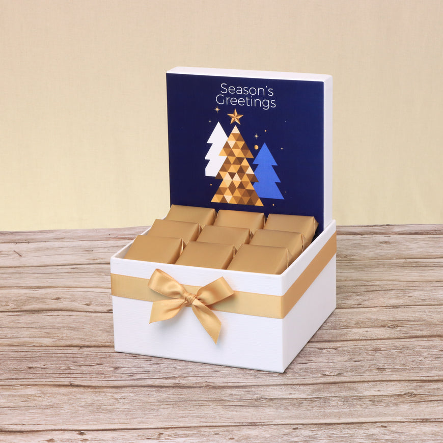 Season's greeting christmas tree designed premium chocolate small hamper