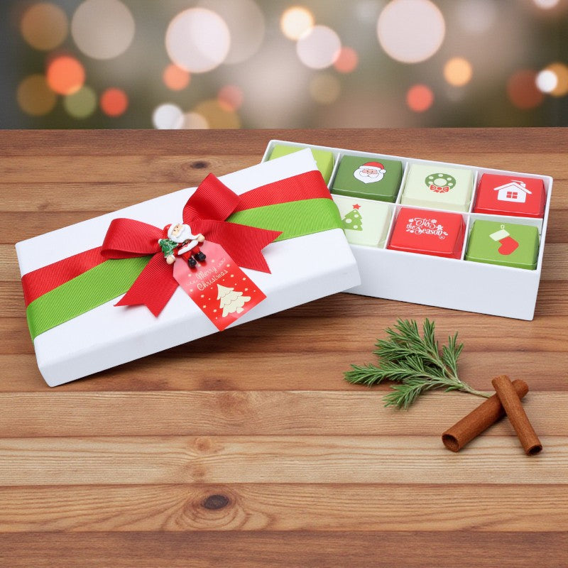 Set of 6 Christmas designed premium chocolate 8P hard box