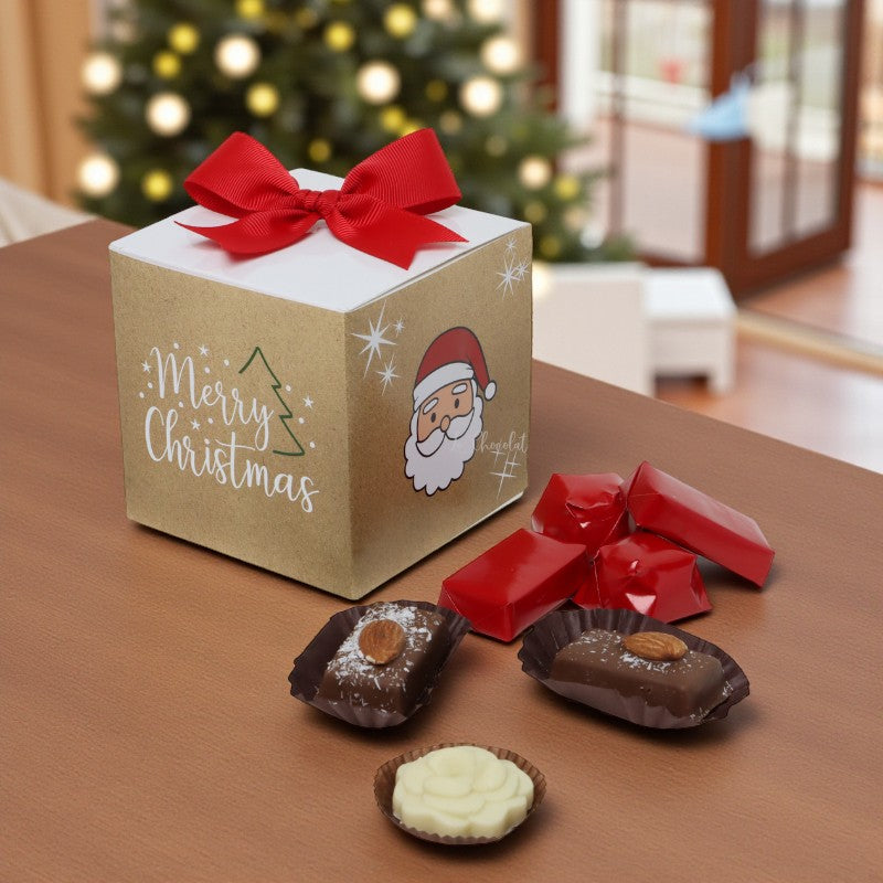 Set of 20 Christmas designed premium chocolate cube soft box