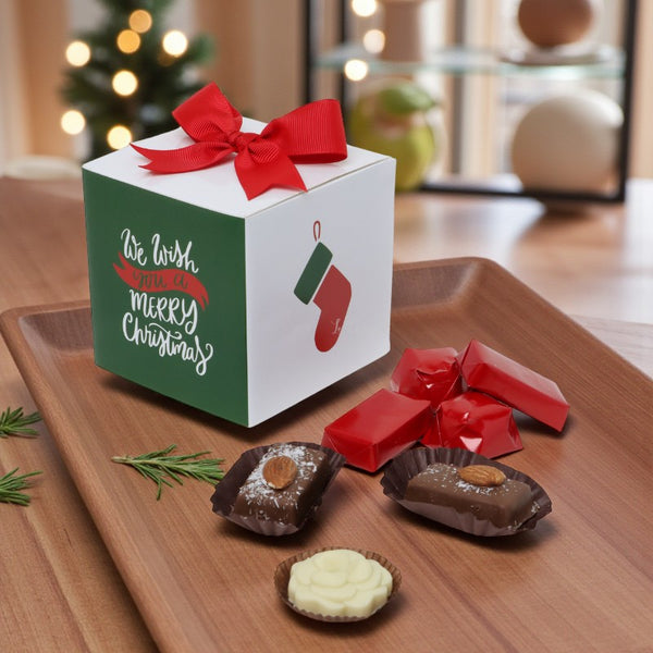 Christmas candy cane designed premium chocolate cube soft box