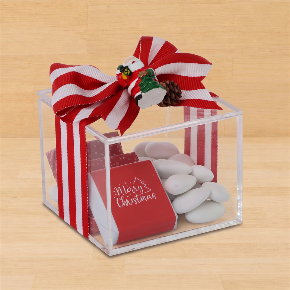 Set of 20 Christmas premium chocolate & almond dragees acrylic box