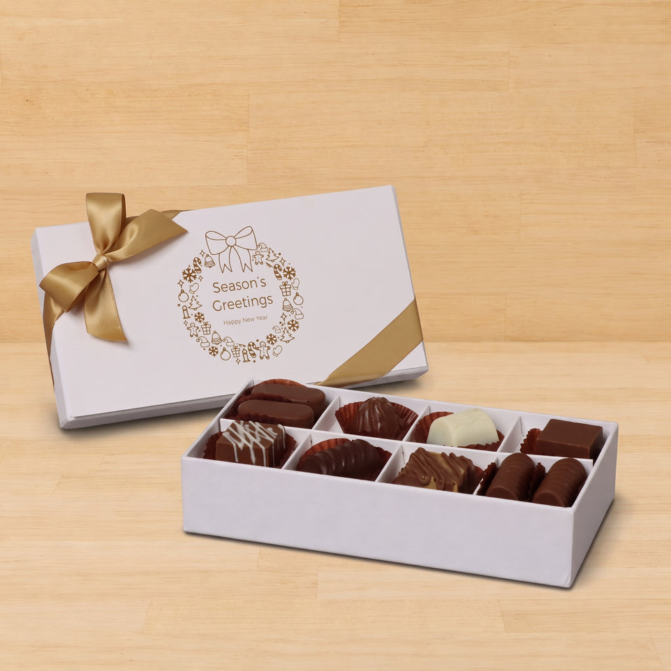 Set of 6 Season's greetings wreath designed premium chocolate 8P hard box