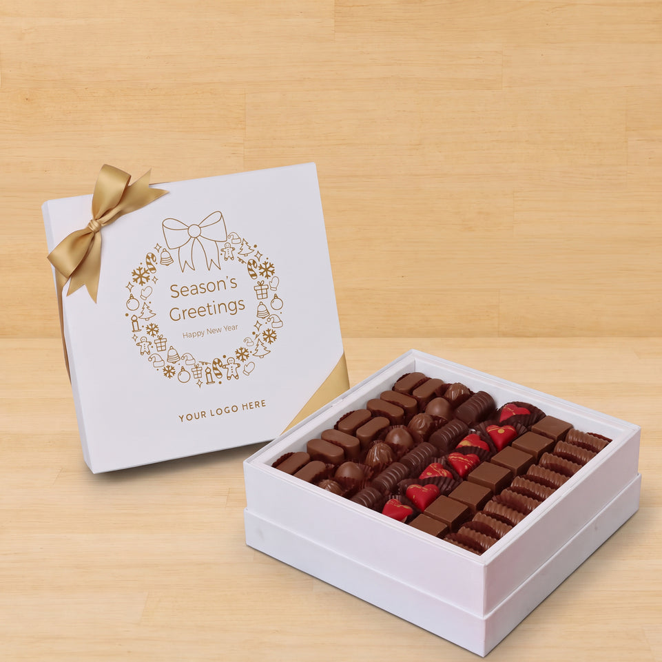 Season's greetings wreath designed premium chocolate hard box