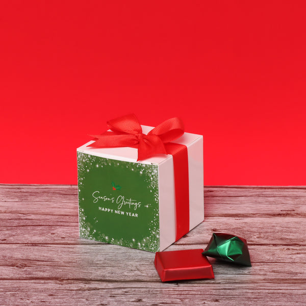 Set of 20 Merry Christmas & happy new year designed premium chocolate cube box giveaway