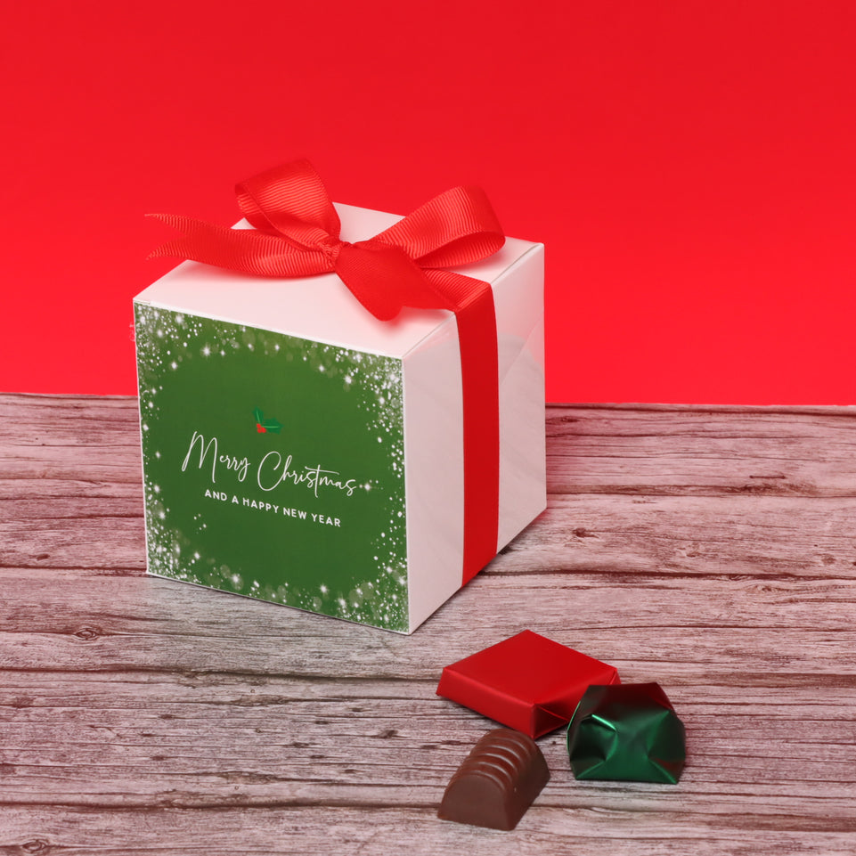 Set of 20 Merry Christmas & happy new year designed chocolate cube box giveaway