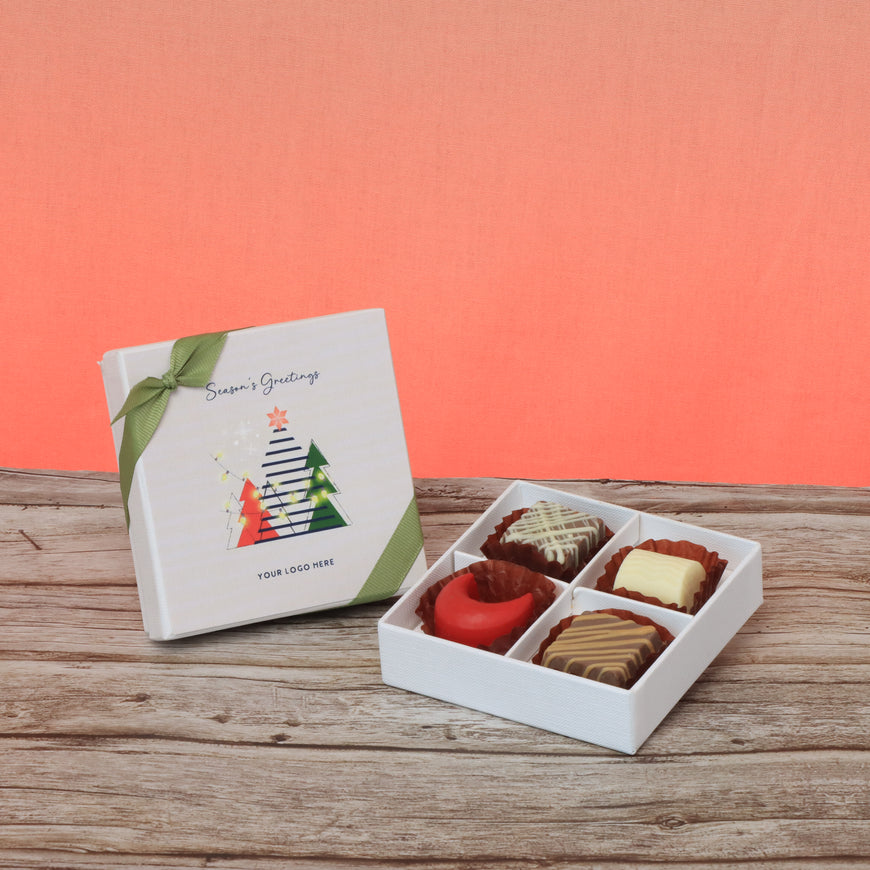 Set of 15 corporate customized season's greetings designed premium chocolate 4p hard box