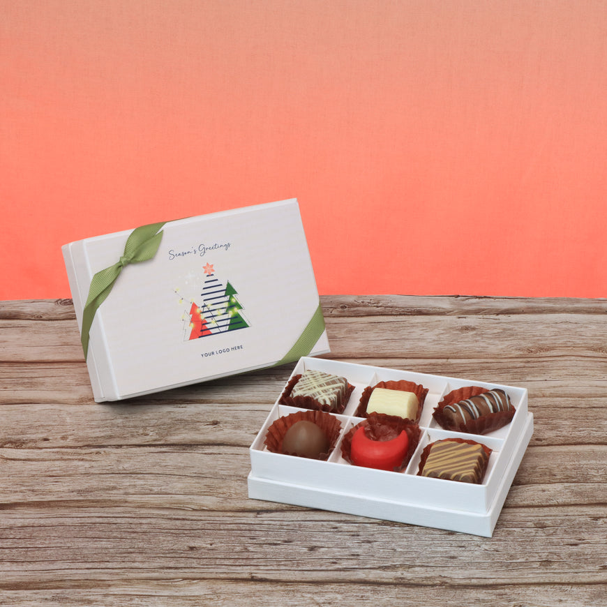 Set of 8 corporate customized season's greetings designed premium chocolate 6p hard box
