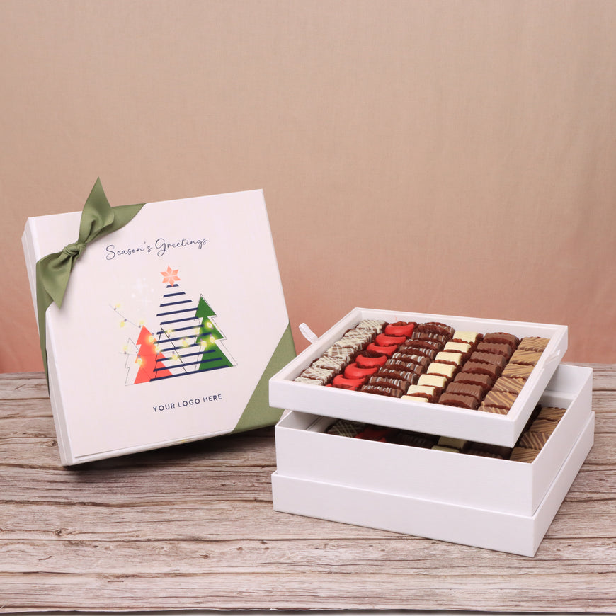 Corporate customized season's greetings designed premium chocolate 2-layer hard box