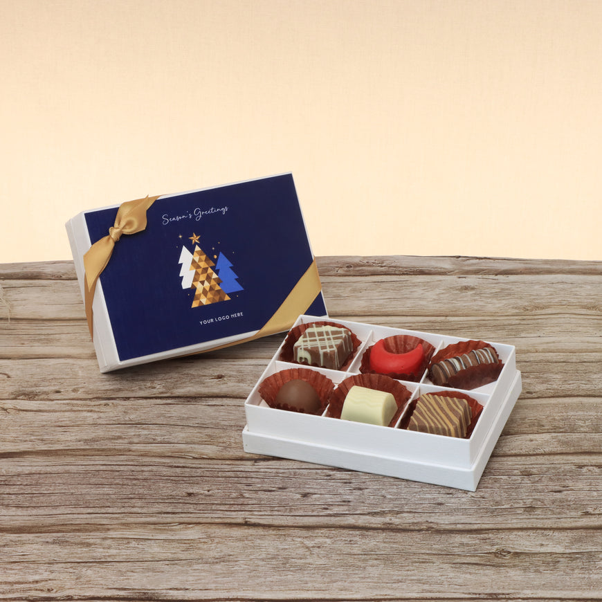 Set of 8 corporate customized season's greetings designed premium chocolate 6p hard box