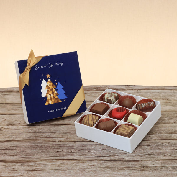 Set of 5 corporate customized season's greetings designed premium chocolate 9p hard box