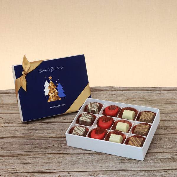 Set of 5 corporate customized season's greetings designed premium chocolate 12p hard box