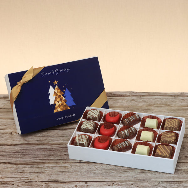Set of 4 corporate customized season's greetings designed premium chocolate 15p hard box