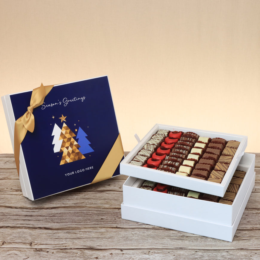Corporate customized season's greetings designed premium chocolate 2-layer hard box