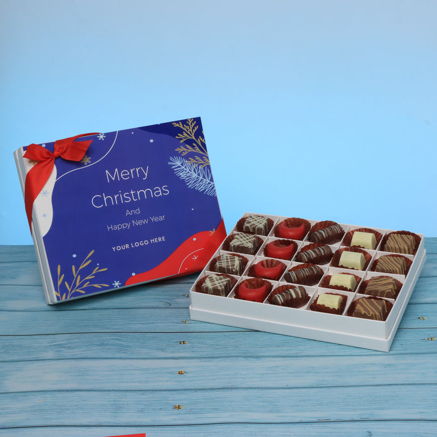 Set of 3 corporate customized merry christmas designed premium chocolate 20p hard box