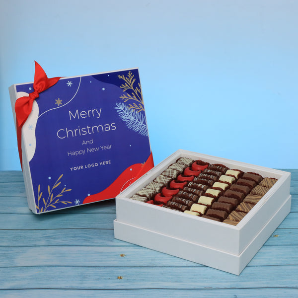 Set of 2 corporate customized merry christmas designed premium chocolate hard box