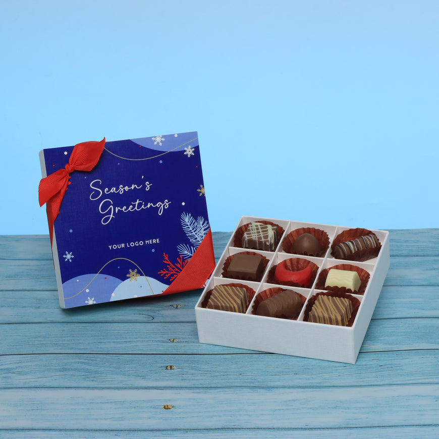 Set of 5 corporate customized season's greetings designed premium chocolate 9p hard box