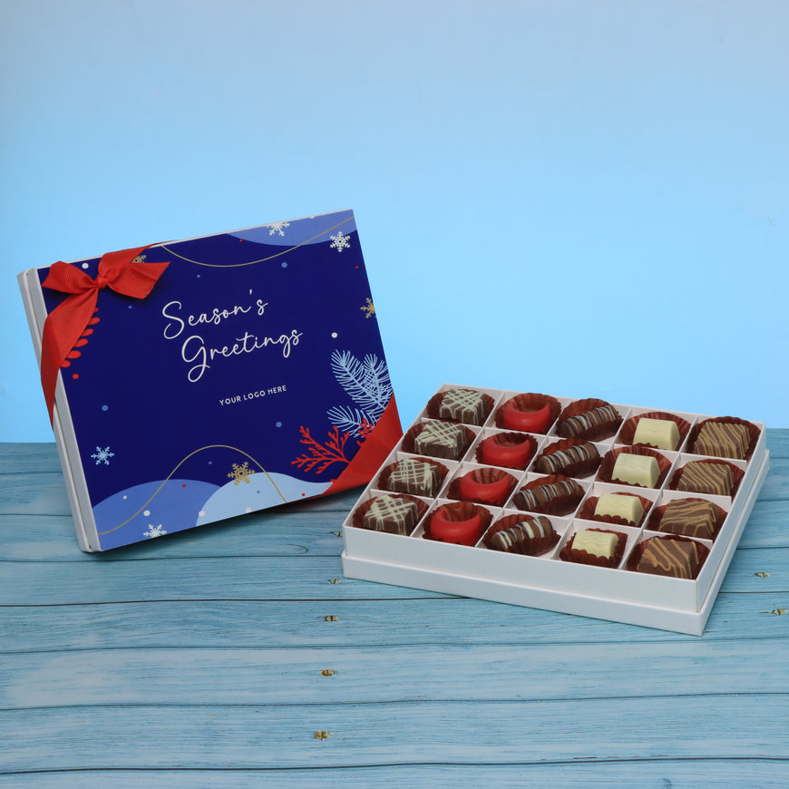 Set of 3 corporate customized season's greetings designed premium chocolate 20p hard box
