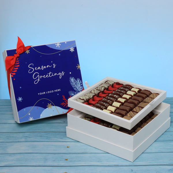 Corporate customized season’s greetings designed premium chocolate 2-layer hard box