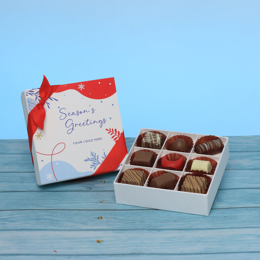 Set of 5 corporate customized season's greetings designed premium chocolate 9p hard box