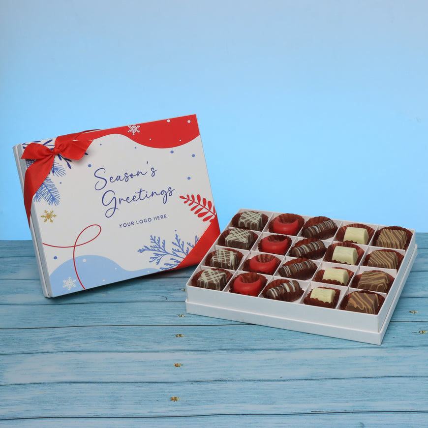 Set of 3 corporate customized season's greetings designed premium chocolate 20p hard box