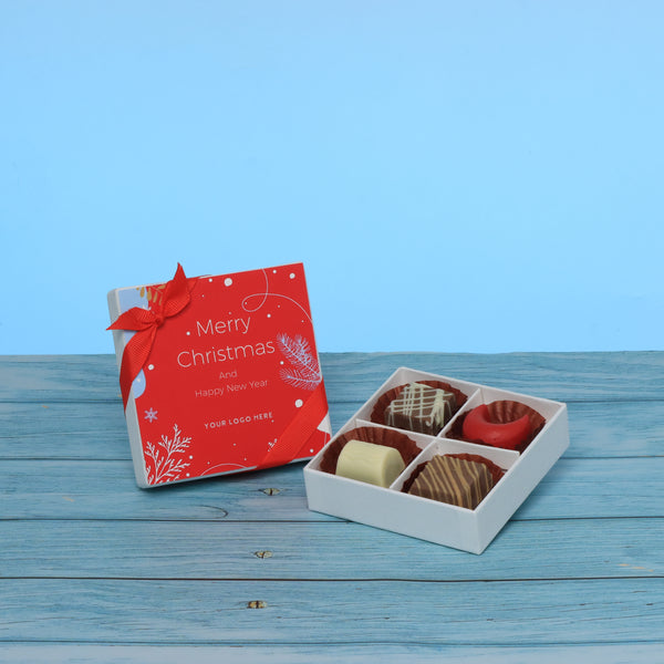 Set of 15 corporate customized merry christmas designed premium chocolate 4p hard box