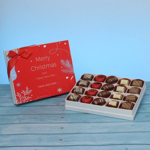 Set of 3 corporate customized merry christmas designed premium chocolate 20p hard box