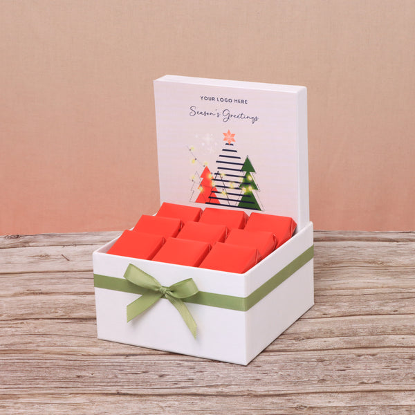 Corporate customized christmas tree designed premium chocolate small hamper