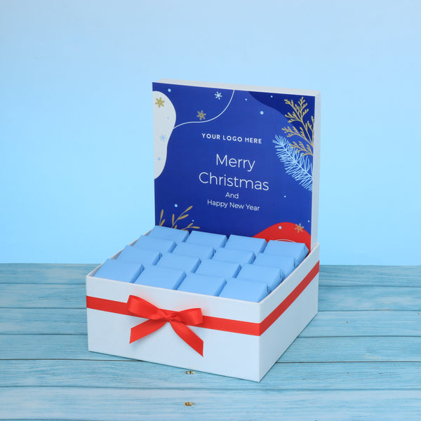 Corporate customized merry christmas designed premium chocolate medium hamper