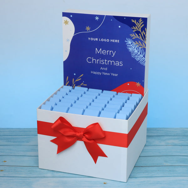 Corporate customized merry christmas designed premium chocolate large hamper